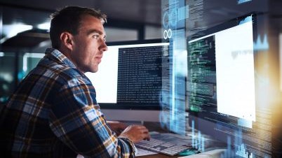 A man working on a computer